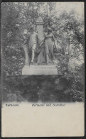 Germany. Karlsruhe. Hermann Und Dorothea Skulptur Illustrated View Posted Postcard - Karlsruhe