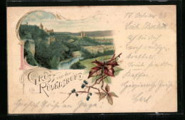 Lithographie Rudelsburg, Panorama Mit Burg Rudelsburg  - Other & Unclassified