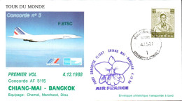 CONCORDE PREMIER VOL AF 5115 CHIANG-MAI-BANGKOK 1988 - Concorde