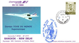 CONCORDE VOL AF 4777 BANGKOK-NEW DELHI 1989 - Concorde