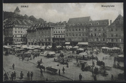 AK Graz, Hauptplatz Mit Markt Und Geschäften  - Other & Unclassified