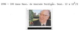 Azeredo Perdigão 100 Anos Nascimento - Unused Stamps