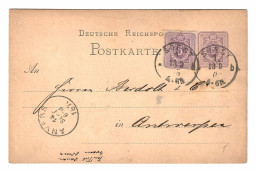 EP E.P. Entier Postale Ganzsache Deutsche Reichspost Kartenbrief 1878 SOEST Postwaardestuk Naar Antwerpen - Briefkaarten