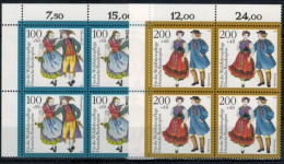 Bund 1696-1700 Wohlfahrt Trachten Bogenecke Eckrand O.li. Viererblock Postfrisch - Storia Postale