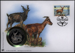 Numisbrief Usbekistan Schraubenziege Mit Medaille 30 Jahre WWF Tiere - Other & Unclassified