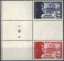 Frankreich 576-577 Légion Tricolore 1942 Dreierstreifen Vom Rand Mit DV ** MNH - Brieven En Documenten