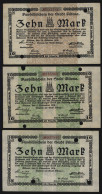 Geldschein Banknote Notgeld Altona 3 Stück 10 Mark 3, 6 + 7 Fast Kfr. 1918/19 - Altri & Non Classificati