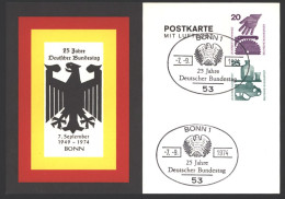 Bund Privat Ganzsache Unfall 2 Wertstempel 25 Jahre Dt. Bundestag Politik 1974 - Lettres & Documents