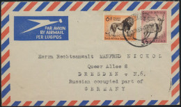 Brief Südafrika Luftpost MIF 246+247 Johannesburg Nach Dresden Tiere Löwen Gnu - Briefe U. Dokumente