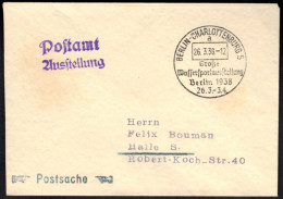 Reich Brief Postsache SST Berlin Charlottenburg Wassersportausstellung 1938 - Briefe U. Dokumente