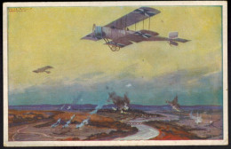 Künstler Ansichtskarte I.WK Flugpost Flugzeug Doppeldecker Deutscher Luftflotten - Guerre 1914-18