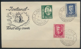 Island Brief 293-295 H. Hafstein Dichter Politiker Premierminister FDC Kat 60,00 - Cartas & Documentos