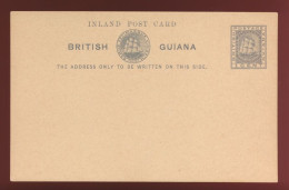 British Guiana Ganzsache Karte 1 Cent Schiff Segelschiff Postal Stationery With - Guyana (1966-...)