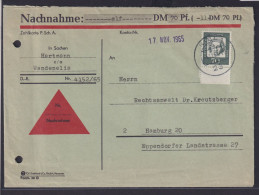 Bund Nachnahme EF Bedeutende Deutsche 358 Unterrand Aus Bogen Kiel Nach Hamburg - Lettres & Documents