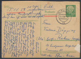 Bund Ganzsache P 33 F Heuss Frageteil Fulda Nach Groß Reken 13.11.1958 - Cartes Postales - Oblitérées