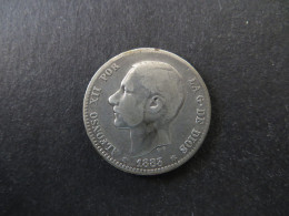 Münze Spanien Alfonso XII 1 Peseta 1883 Silber Ss Schön: 164 - Andere & Zonder Classificatie