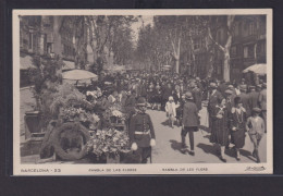 Ansichtskarte Barcelona Spanien Rambla De Las Flores Blumenkorso Nach Hildesheim - Autres & Non Classés