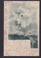 Ansichtskarte Künstlerkarte Bergedorf Frau Fahrrad Hochseil Akrobatik Hamburg - Autres & Non Classés