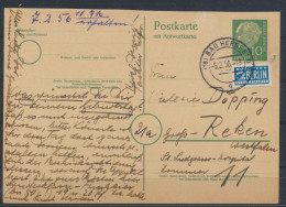 Bund Ganzsache P 28 F Heuss Frageteil Hersfeld Nach Groß Reken 26.9.1958 - Cartes Postales - Oblitérées