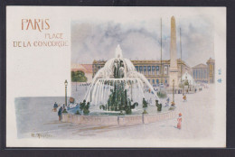 Ansichtskarte Künstlerkarte Sign.Paris Place De La Concorde Springbrunnen - Sonstige & Ohne Zuordnung