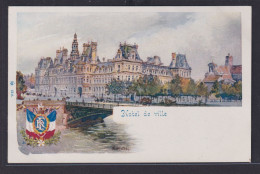 Ansichtskarte Künstlerkarte Sign. Paris Hotel De Ville Seine Fluss Wappen - Sonstige & Ohne Zuordnung