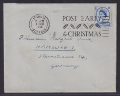 Großbritannien Brief Weihnachten Schöner Stempel Ipswich Suffolk N. Hamburg Auf - Storia Postale