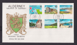 Großbritannien Guernsey Alderney 1-12 Schöner Prägebrief Ansichten Queen - Guernesey
