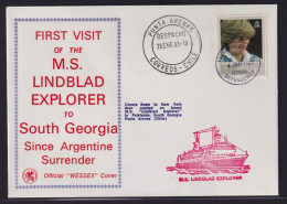 Schiffspost Falklandinseln Brief 1.Besuch M.S. Lindblad Exporer To South Gerogia - Falklandeilanden