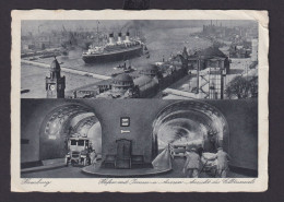 Ansichtskarte Luftpost Hamburg Hafen Schiffe Elbtunnel Nach USA 13.01.1938 - Autres & Non Classés