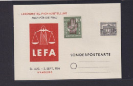 Bund Sonderkarte Hamburg Lebensmittel Fach Ausstellung LEFA 1956 - Briefe U. Dokumente