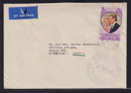 Flugpost Falklandinseln Brief Port Stanley Nach Montevideo Uruguay Mit Viol. K2 - Falklandeilanden