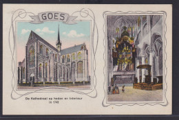 Ansichtskarte Künstlerkarte Goes Kathedrale Innen Außenansicht Niederlande - Otros & Sin Clasificación