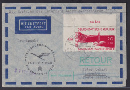 Flugpost DDR Brief Bogenecke Eckrand Interflug Leipzig Kopenhagen 1960 - Briefe U. Dokumente