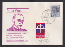 Bund Sonderkarte Peter Wust Festakademie Saarbrücken Mit Rs. Block 25 Jahre BRD - Lettres & Documents