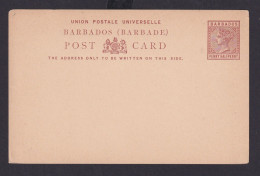 Karibik Barbados Ganzsache Postcard Queen Victoria 1 1/2 Penny - Barbados (1966-...)