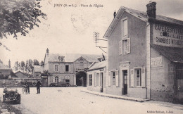 Jouy (28 Eure Et Loir) Place De L'église - édit. Saillant (café Restaurant Billard Au 1er Plan) Voitures - Jouy