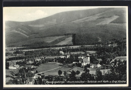 AK Krummhübel /Riesengebirge, Talblick Mit Kath. U. Evgl. Kirche  - Schlesien