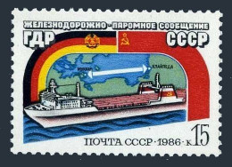 Russia 5488 2 Stamps, MNH. Mi 5642. Train Ferry Mukran-Klaipeda, 1986. Map, Ship - Neufs