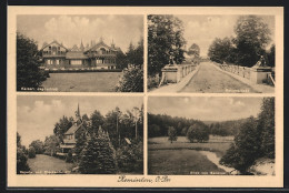 AK Rominten /O.-Pr., Kaiserl. Jagdschloss, Kaiserbrücke, Blick Von Bellevue, Kapelle Und Glockenturm  - Ostpreussen