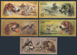 Russia 5667-5671,MNH.Mi 5827-5831. Hunting Dogs,1988.Russian Borzoi,Fox Hunting, - Neufs