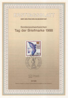 Germany Deutschland 1988-28 Tag Der Briefmarke, Stamp Day, Post Bird Birds Dove, Canceled In Bonn - 1981-1990