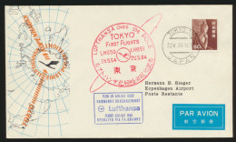 Flugpost Lufthansa Erstflug Japan Tokio Over The Pole Polarflug Kopenhagen - Aviones