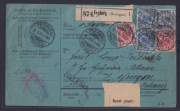 Deutsches Reich Brief MIF Adler Auf Paketkarte Freiburg N Zofingen Via Badel - Cartas & Documentos