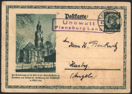 Dt. Reich Ganzsache Reichstag Potsdam Landpoststempel Unewatt Flensburg Land - Briefe U. Dokumente