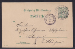 Altdeutschland Württemberg Ganzsache 5 Pfg Mit Alten Zweikreisstempel Wurmlingen - Interi Postali