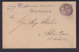 Deutsches Reich Ganzsache 5 Pfg. Ziffer K1 Brieg Bez. Breslau Schandau Sachsen - Storia Postale