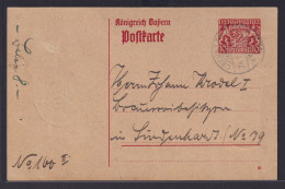Altdeutschland Bayern Diesnt Ganzsache 10 Pfg. Wappen Creussen 24.2.1919 - Enteros Postales