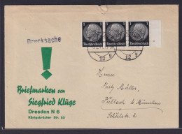 Deutsches Reich Brief MEF 1 Pfg. Hindenburg Drucksache Dresden Nach Pullach Bei - Lettres & Documents