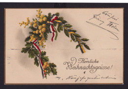 Ansichtskarte Weihnachten Blumenbuquet Deutsche Reichsfarben Ab Wien - 1914-18