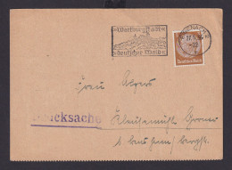 Deutsches Reich Drittes Reich Karte SST Wartburgstadt Deutscher Wald Ab Eisenach - Cartas & Documentos